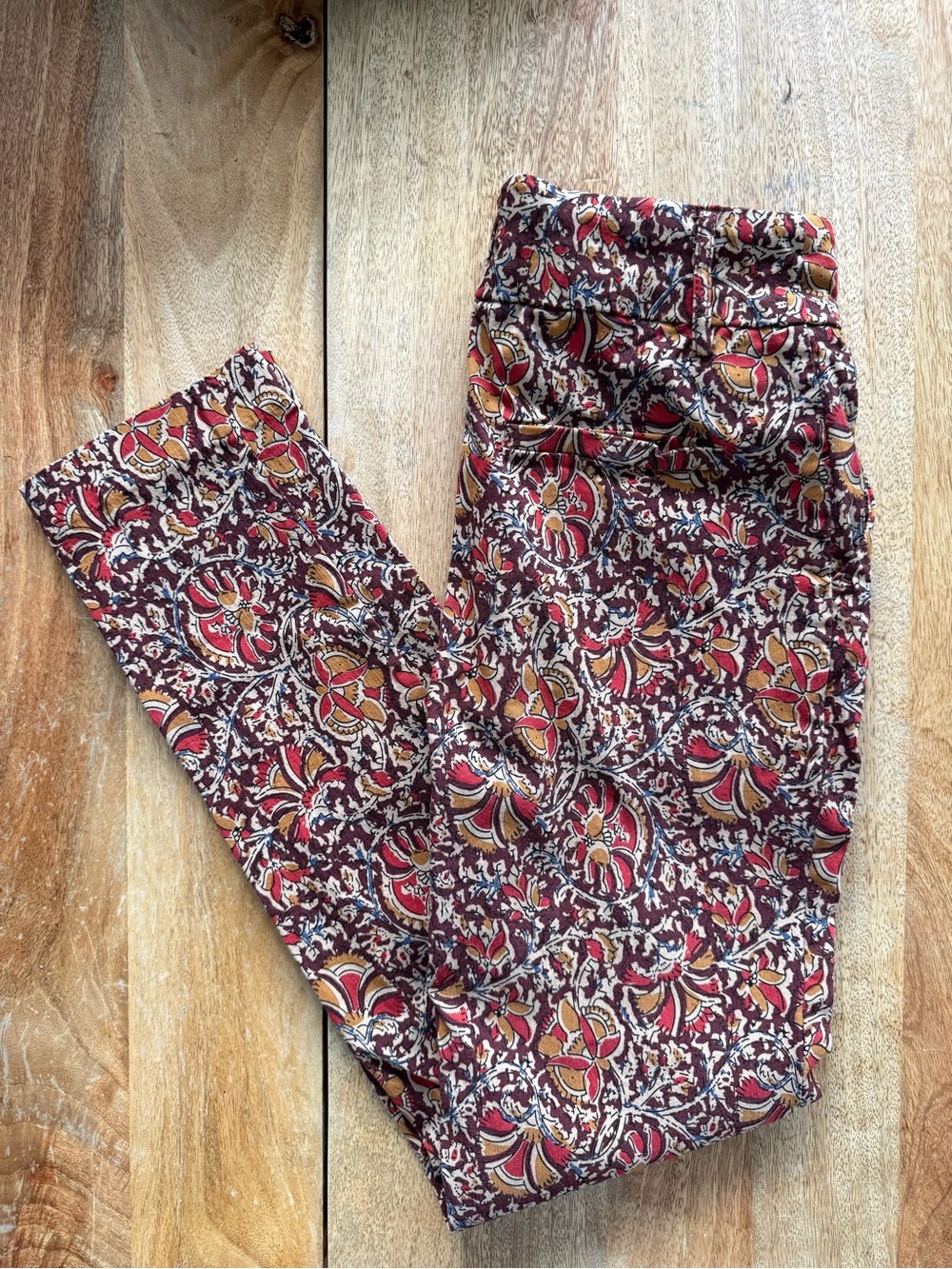 Haver Blair Printed Burgundy Skinny Trouser with Floral Motif